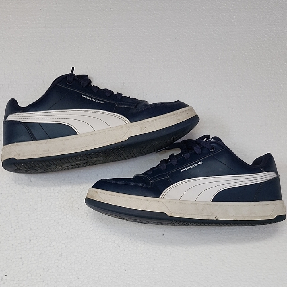 Puma Men's Navy and White Low-Top Sneakers Porche Model - Picture 3 of 4